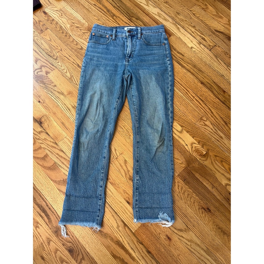 Madewell The Perfect Vintage Jean High Rise Straight Raw Hem Blue Denim‎ Size 26